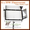 CAMZILLA-655A : 6 x 55W Fluorescent Video Studio Light with Heavy Duty Light Stands